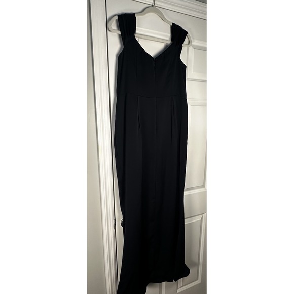 City Chic Black Size 14 Fitted Dress W/ Waist Side‎ Ruffle & High Low Hem - Picture 8 of 13